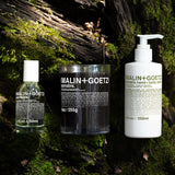 MALIN+GOETZ vela Cannabis etiqueta y notas, diseño informativo y chic