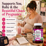 Mama Natural tableta junto a una regla para comparar tamaño y facilidad