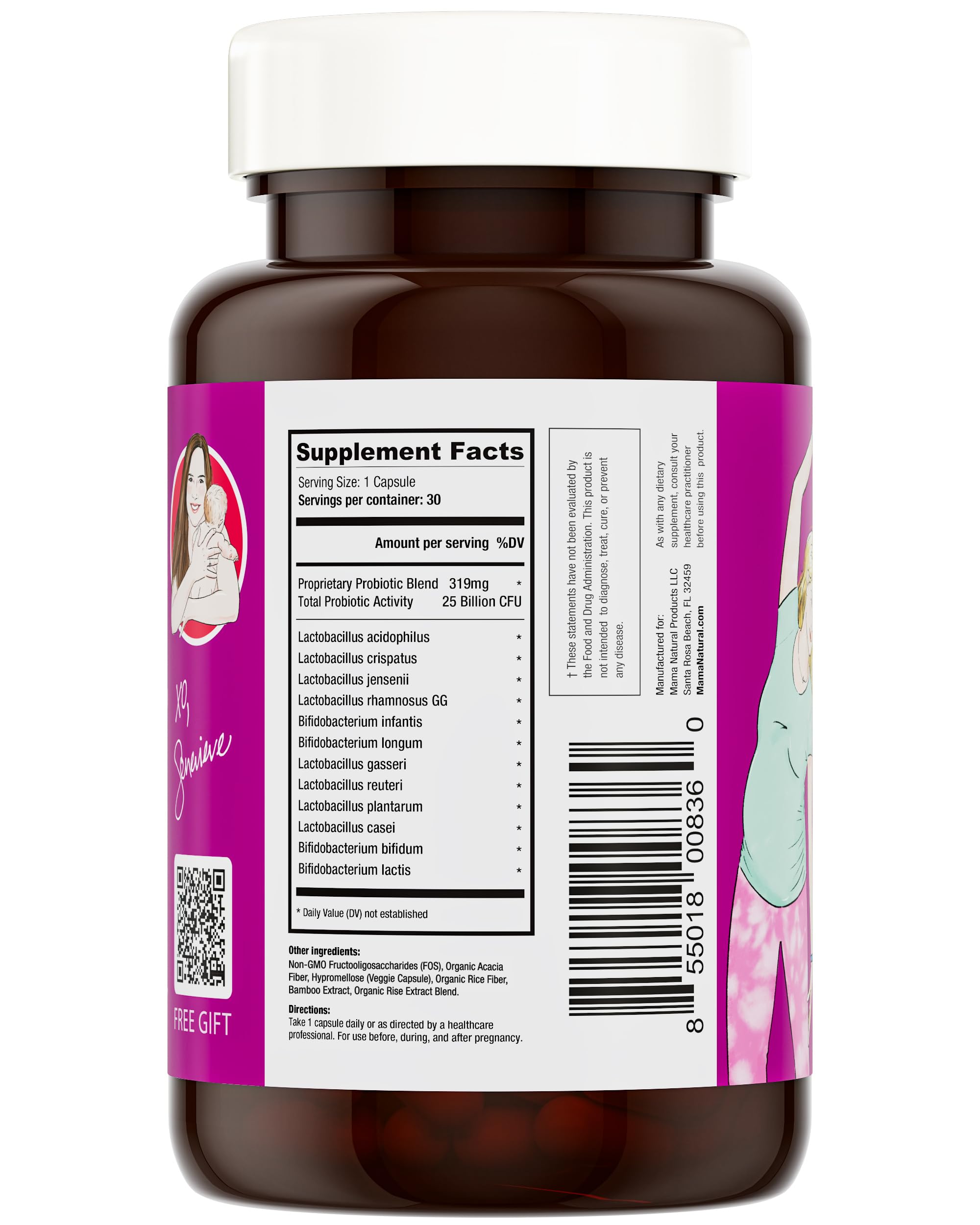 Mama Natural etiqueta GMP y sello vegano resaltando calidad
