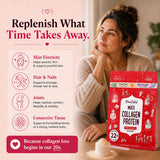 Mama Natural etiqueta con lista de tipos de colágeno y orígenes