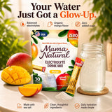 Mama Natural sobre abierto con polvo en primer plano, mezcla fácil de disolver