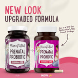 Mama Natural mujer embarazada sosteniendo cápsula para apoyo prenatal