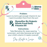 MamaDoc Rx comprimido en mano para comparar escala y dosificación