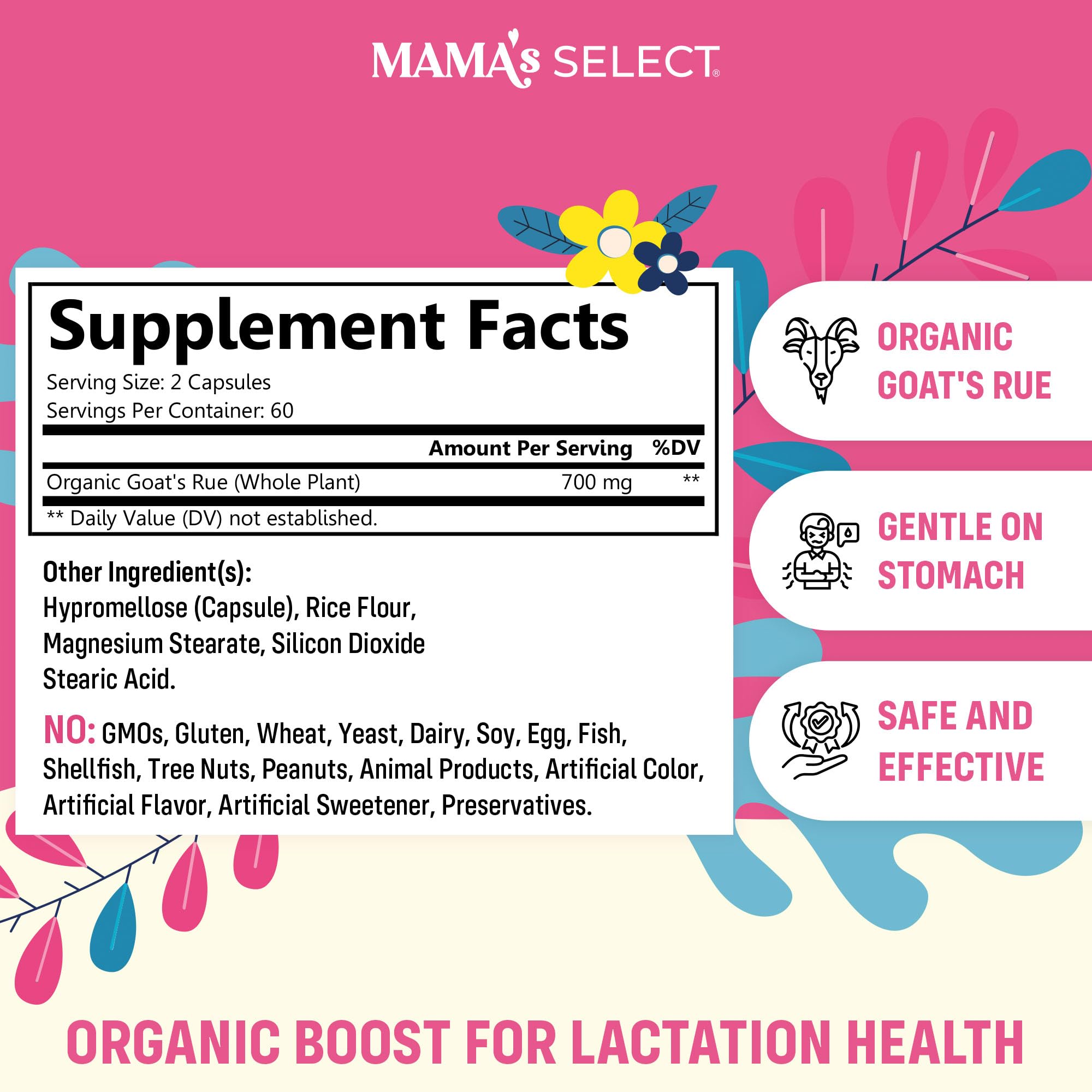 Mama's Select cápsulas detalle de textura y tamaño fácil de tragar para madres