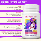Mama's Select etiqueta nutricional clara con folato metilado