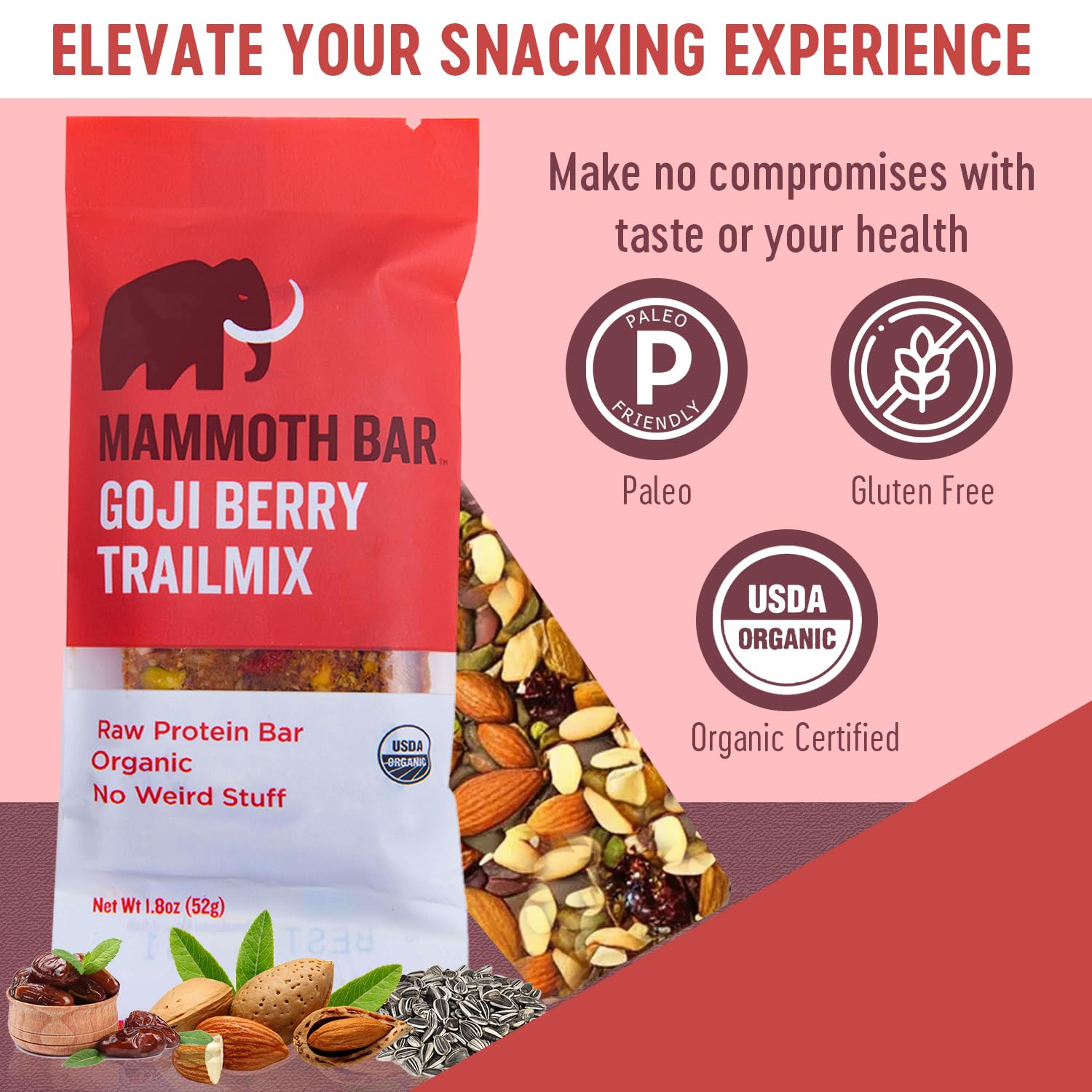 Mammoth Bar imagen cercana de información nutricional que favorece elección informada