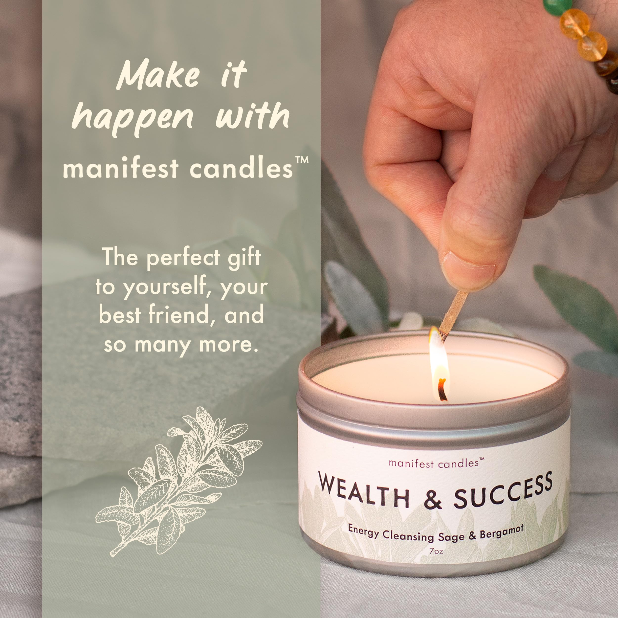 MANIFEST CANDLES pulsera con Ojo de Tigre y Citrino, refuerzo de intención