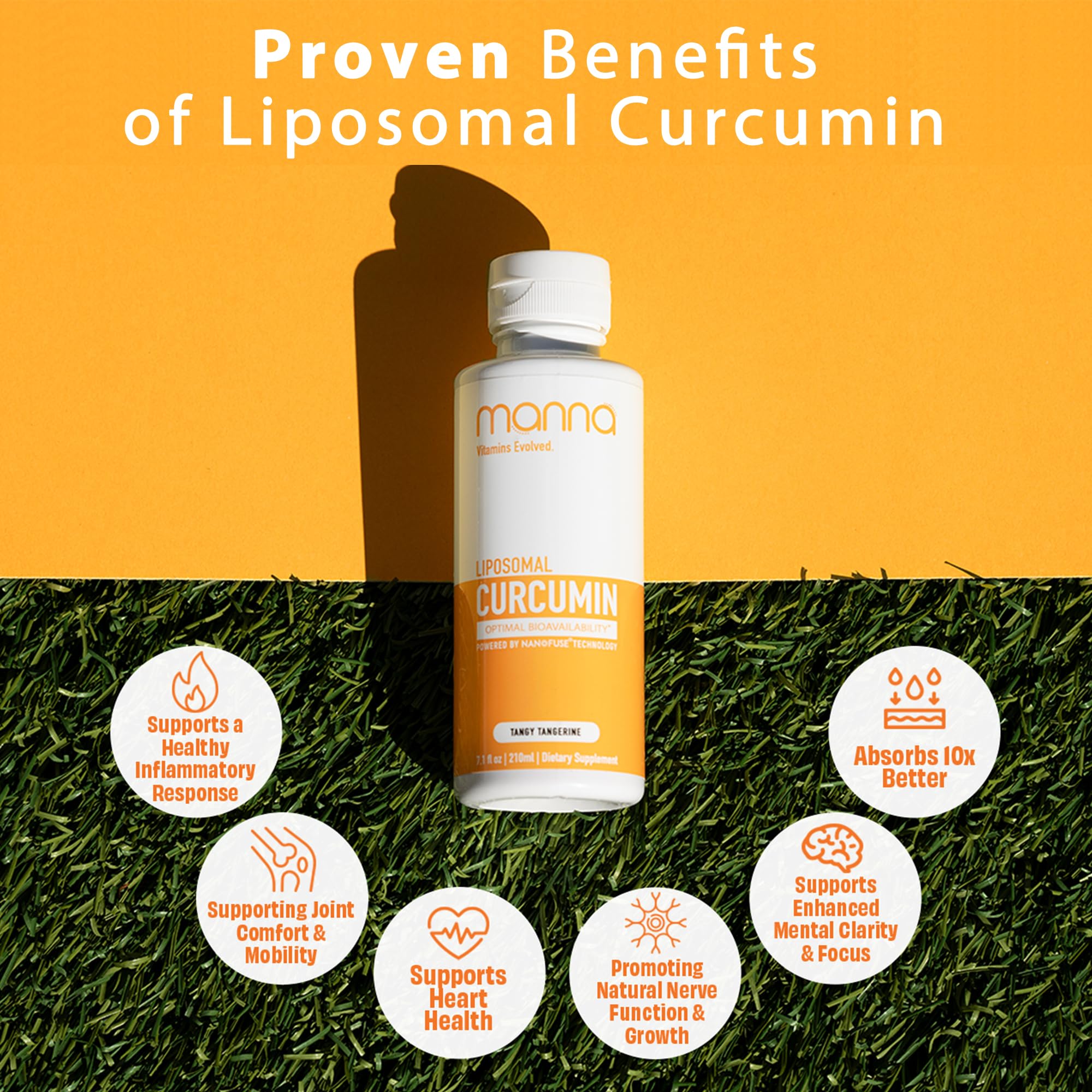 Manna Vitamins Evolved frasco junto a regla para ver escala y tamaño