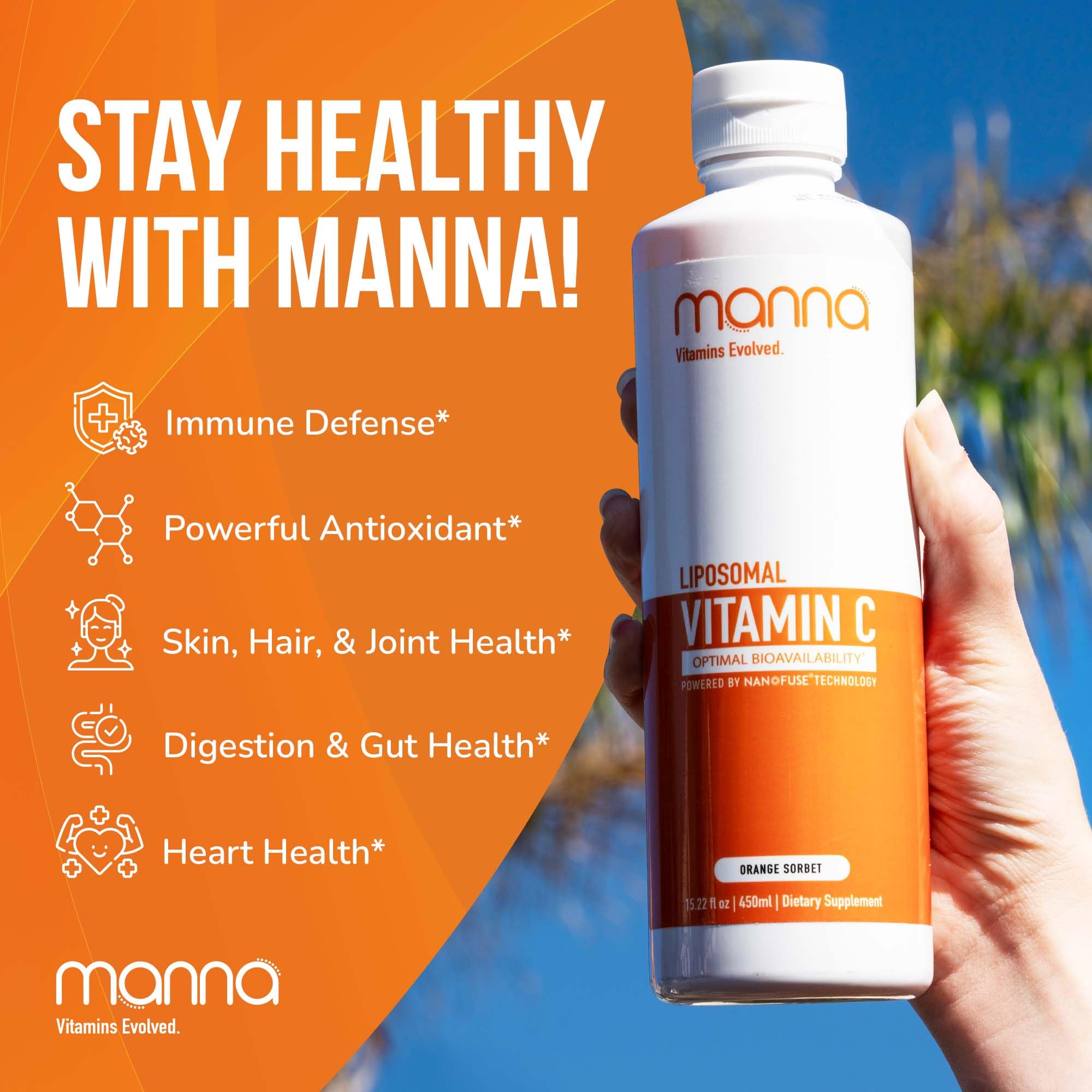 Manna Vitamins Evolved detalle de etiqueta con información de 1000 mg