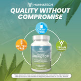 Mannatech Advanced Ambrotose cápsulas junto a moneda para comparar tamaño