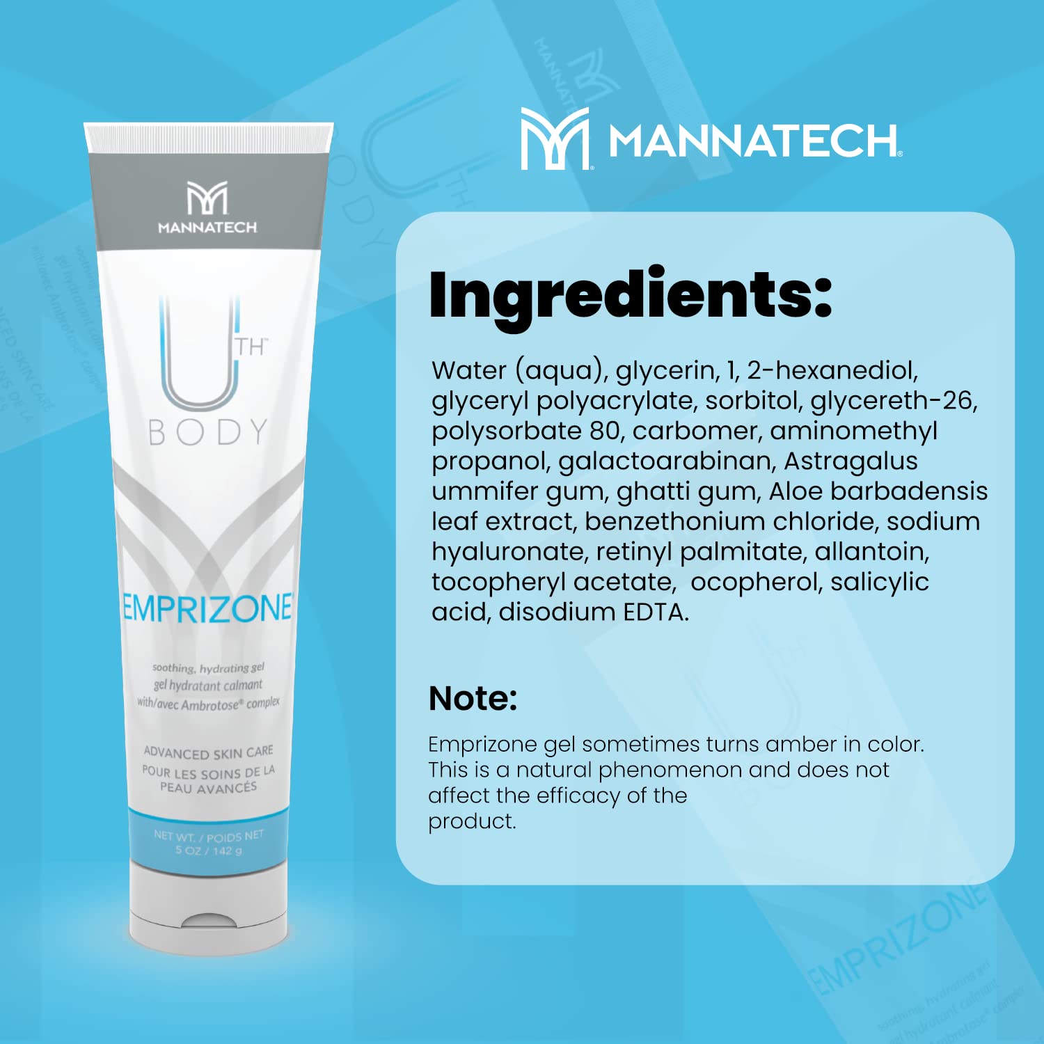 Mannatech Emprizone textura del gel mostrando absorción y frescura