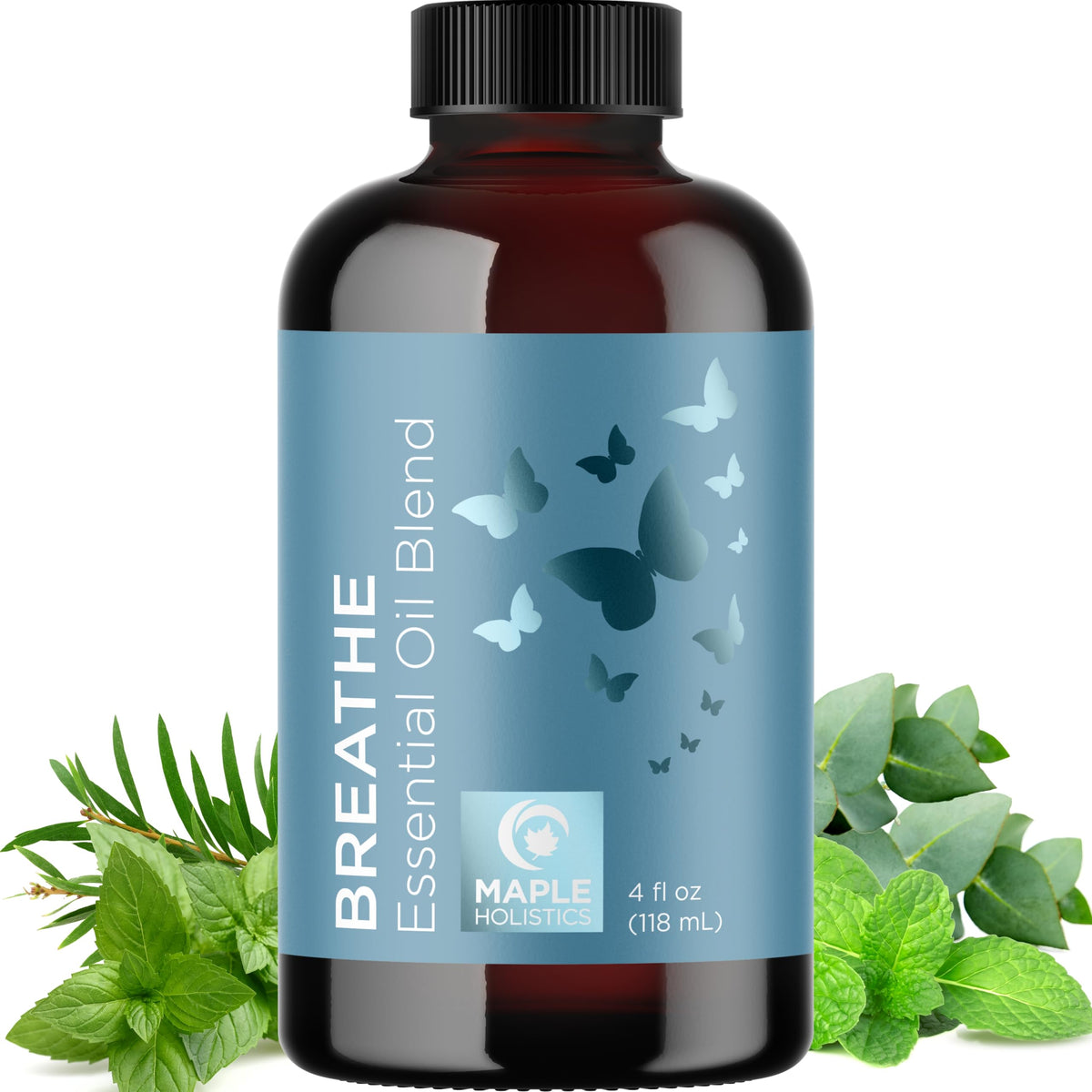 Maple Holistics botella frontal mostrando tamaño y diseño, fácil de usar
