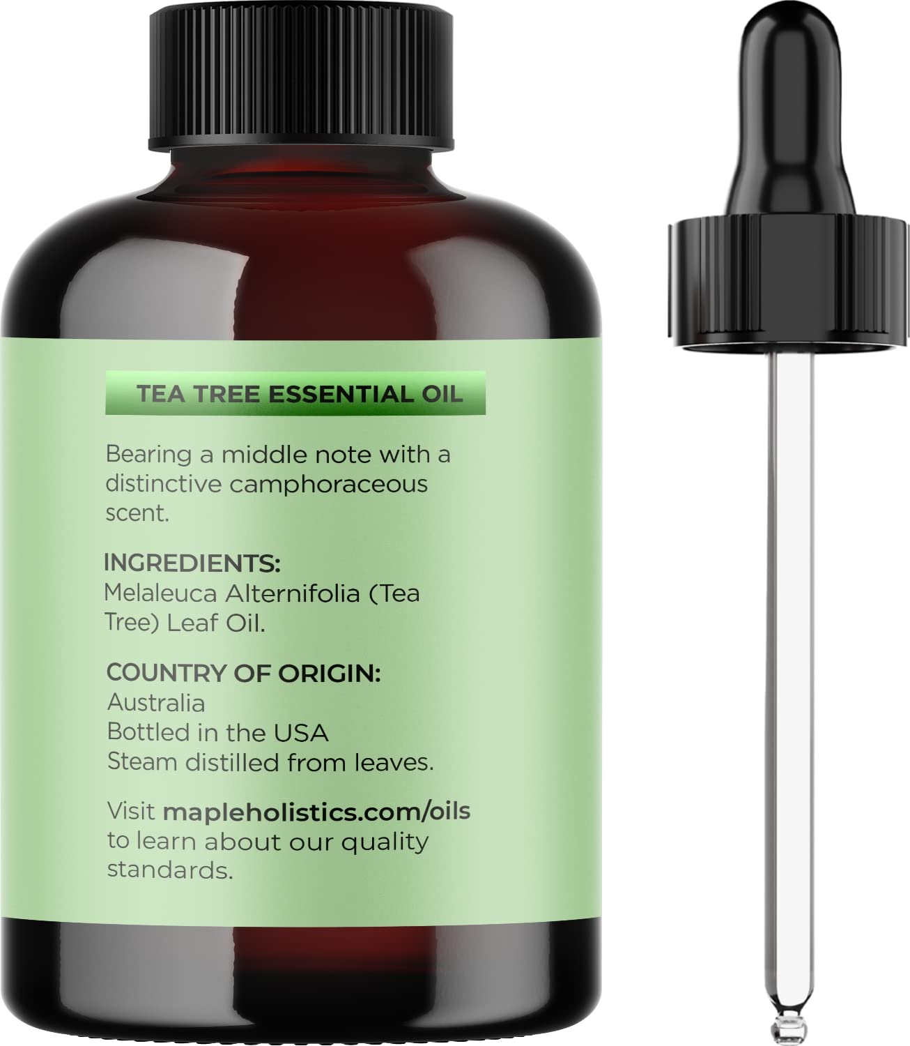Maple Holistics cuentagotas vertiendo aceite para dosificación precisa y control