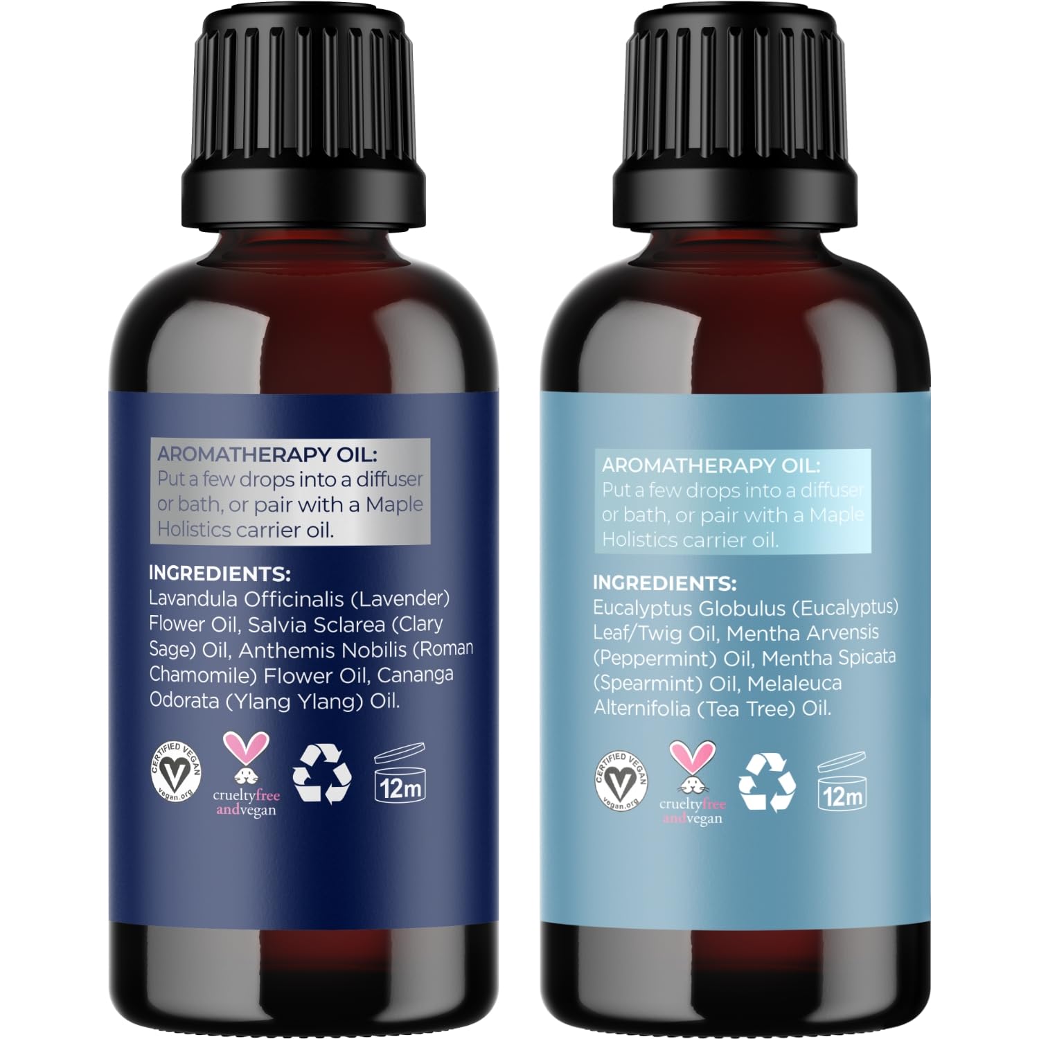 Maple Holistics botella junto a difusor en funcionamiento para uso doméstico