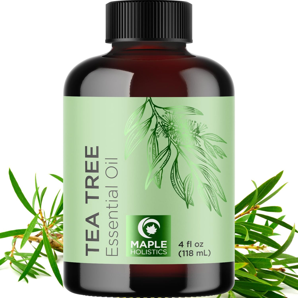 Maple Holistics botella frontal mostrando etiqueta y volumen 4 oz, confianza y pureza