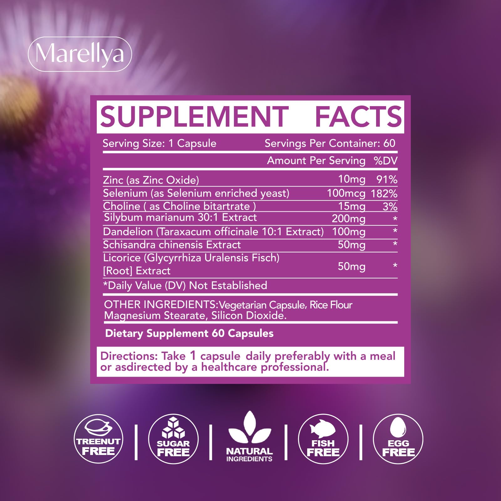 Marellya cápsula junto a comida saludable para mejor absorción