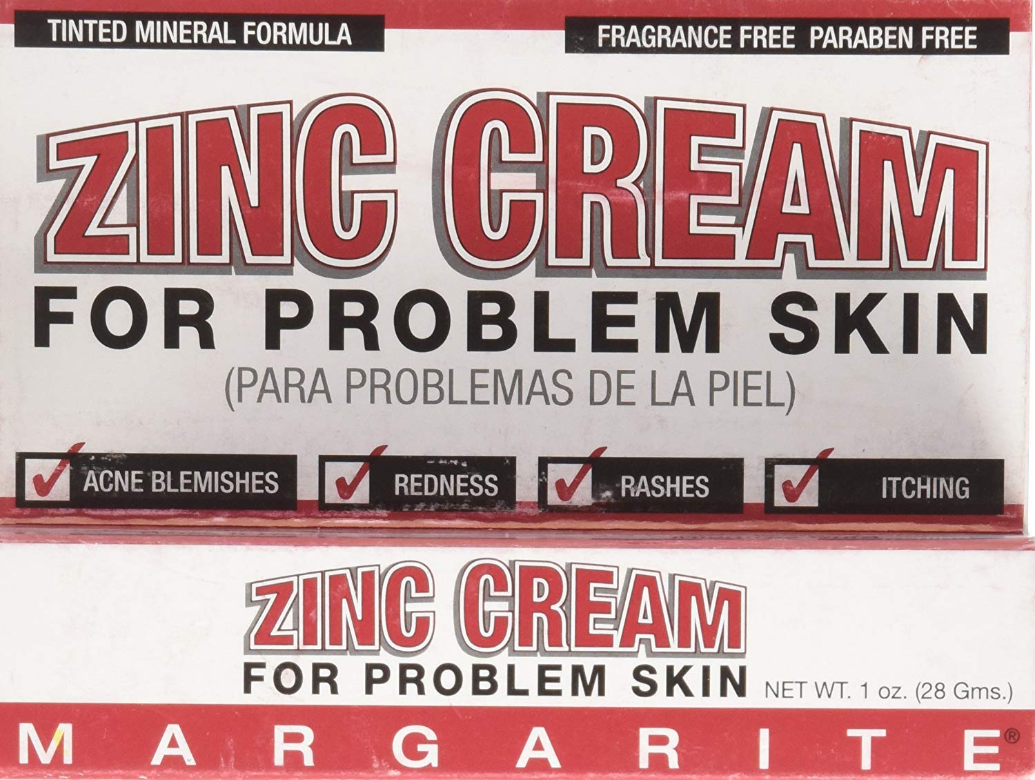 Margarite crema zinc vista frontal con tapa, cobertura inmediata y efecto calmante