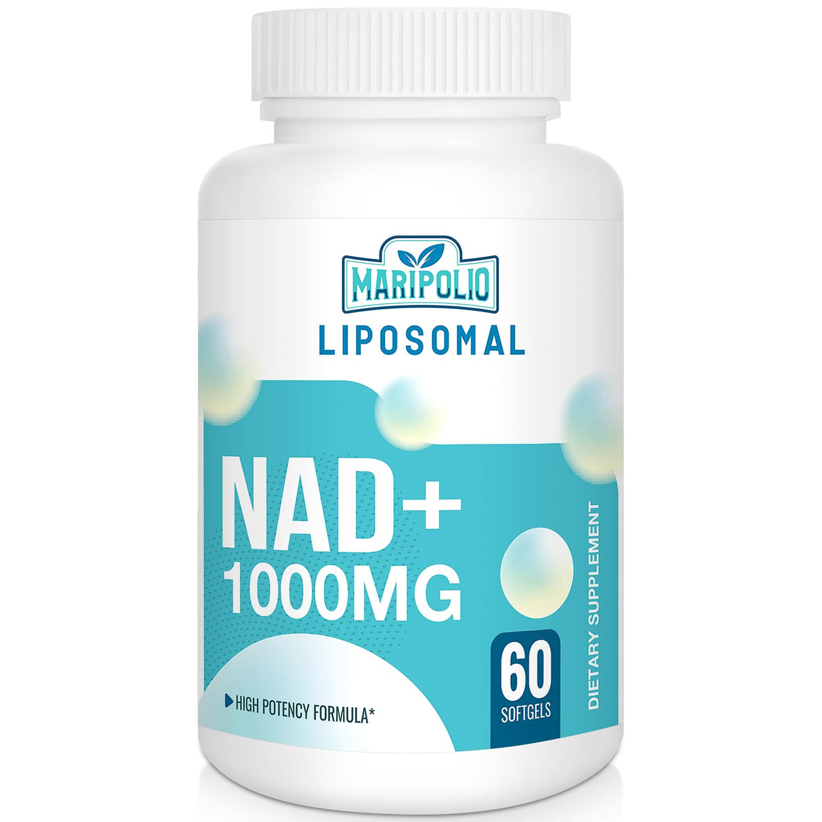 Maripolio empaque frontal mostrando 60 softgels y beneficios claros