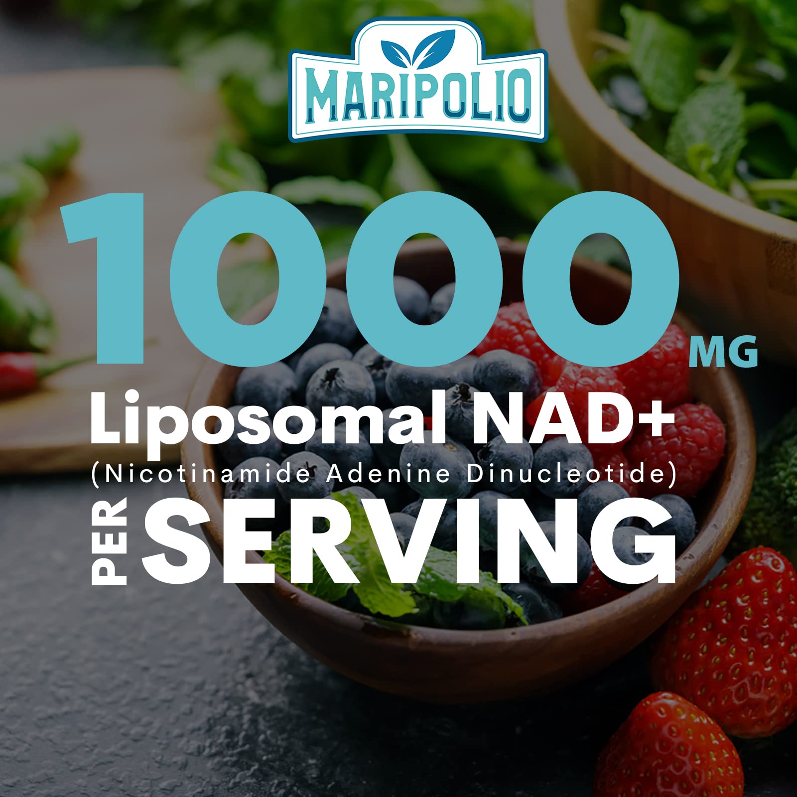 Maripolio etiqueta con ingredientes y concentración 1000 mg por toma, informativa