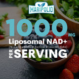 Maripolio etiqueta con ingredientes y concentración 1000 mg por toma, informativa