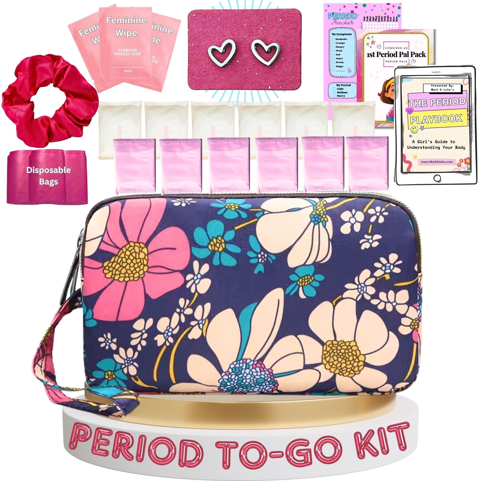 Mark and Lola's bolsa floral delantera, discreción y estilo para llevar elementos menstruales