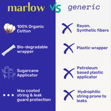 MARLOW etiqueta con certificaciones, confianza en materiales orgánicos