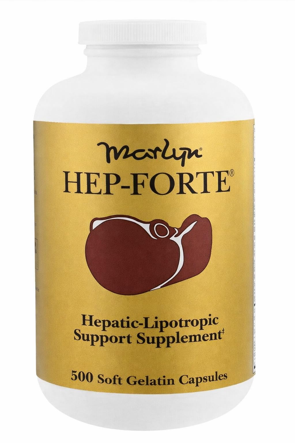 Marlyn Hep‑Forte frasco frontal mostrando etiqueta clara y ventajas de apoyo hepático