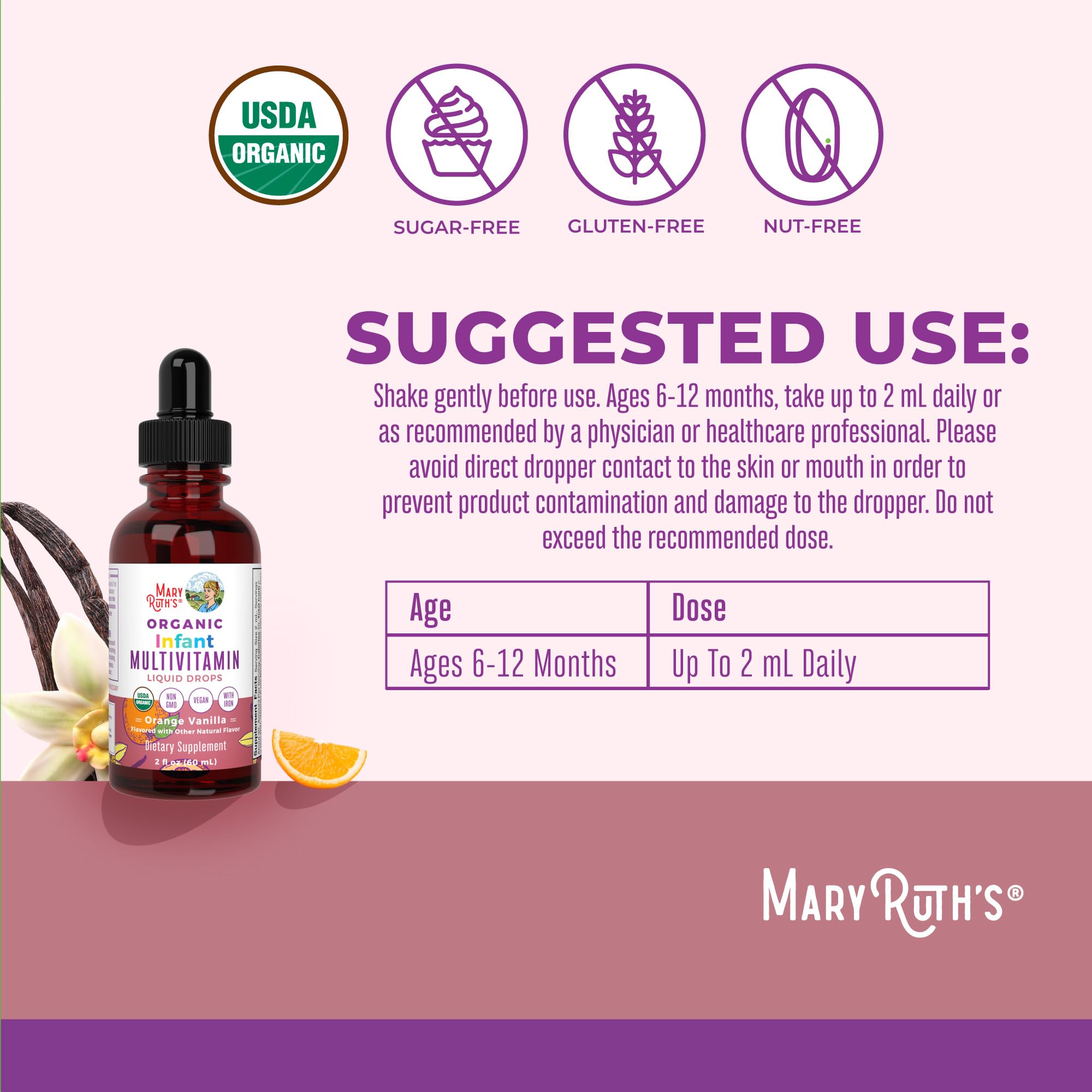 MARYRUTH'S botella de 59 ml junto a una regla para comparar tamaño