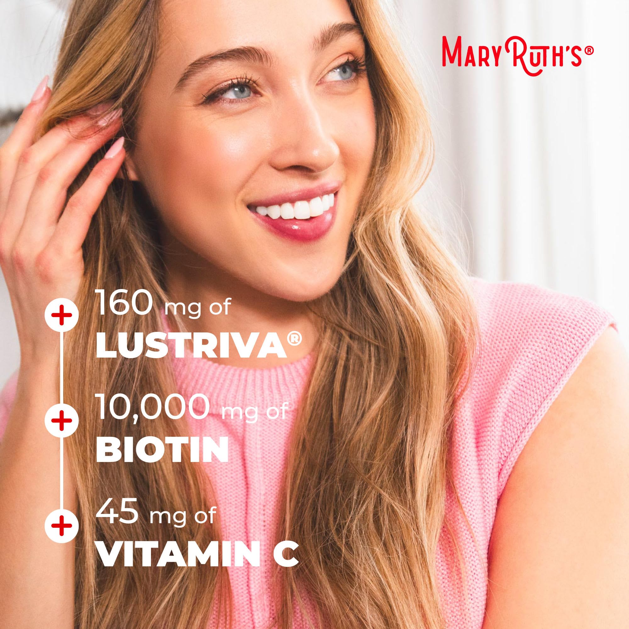 MaryRuth's envase abierto con gomitas visibles y porciones balanceadas