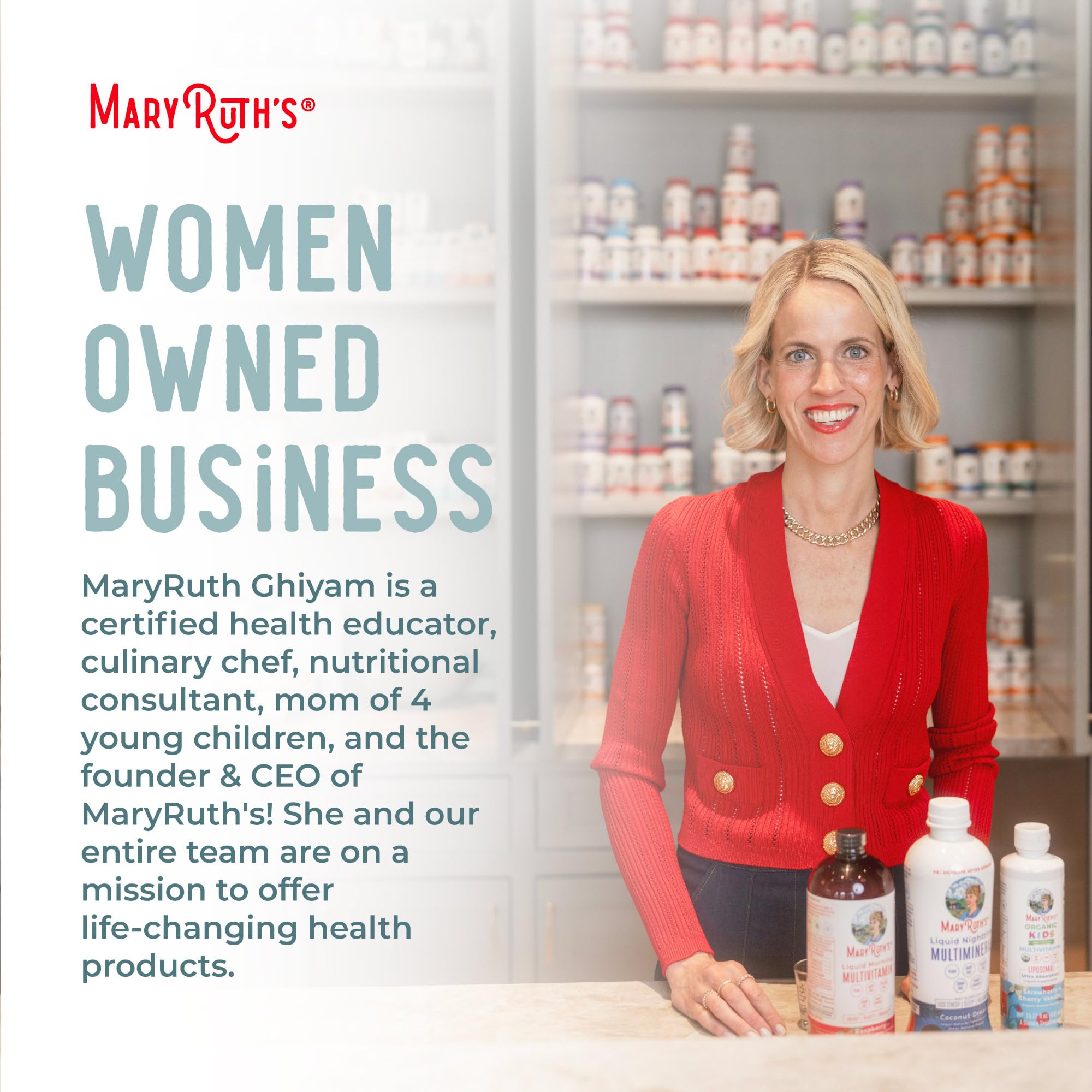 MARYRUTH'S caja con sellos USDA Organic y Clean Label Project certificados