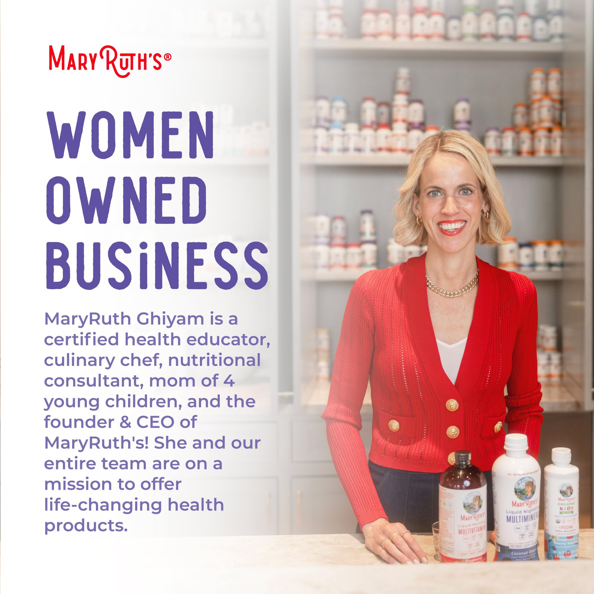 MaryRuth's sello de certificaciones orgánicas y Non-GMO en la etiqueta