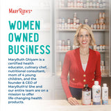 MARYRUTH'S sellos de certificación GMP y B Corp mostrando calidad