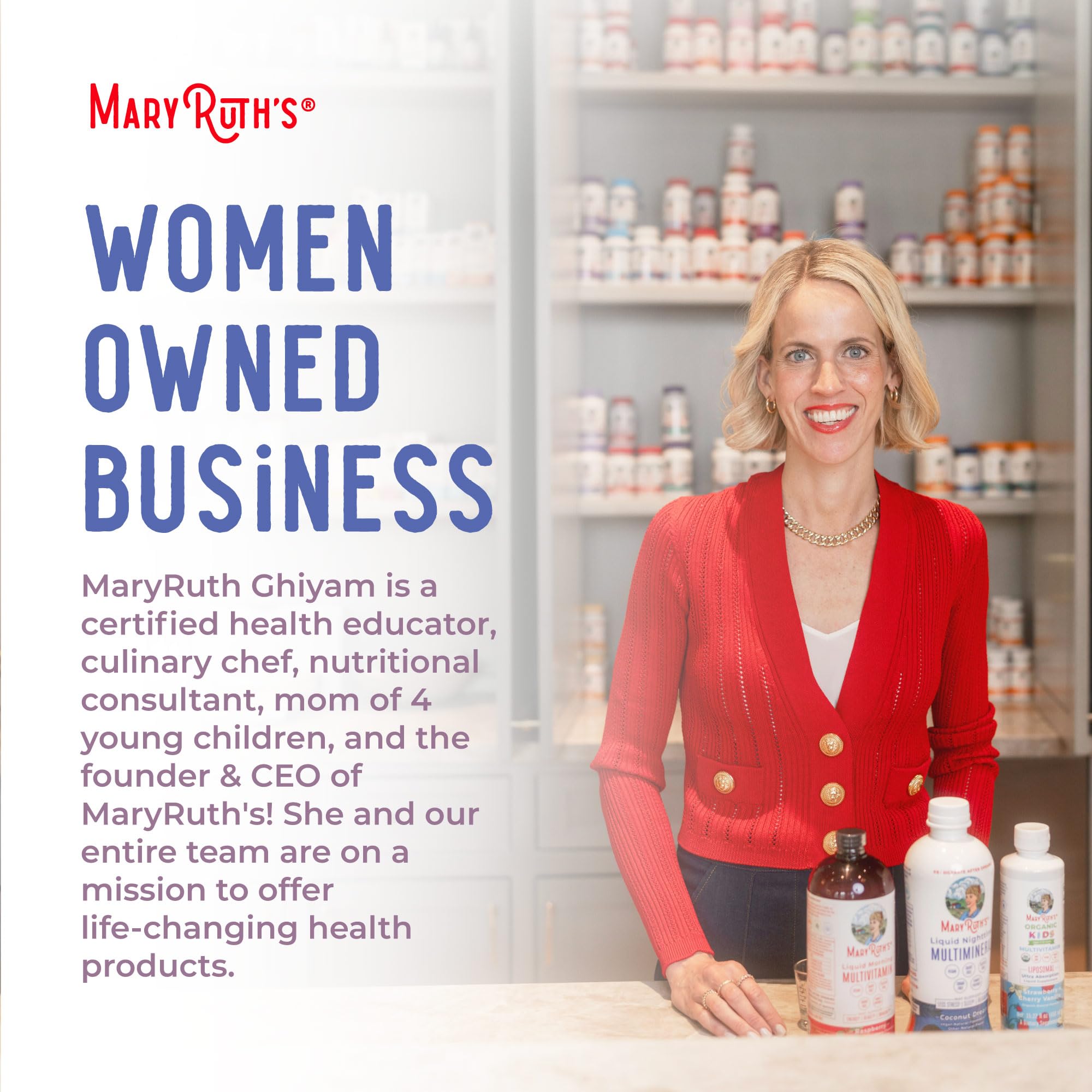 MARYRUTH'S sellos orgánico y non-gmo indicando certificaciones clave
