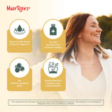 MARYRUTH'S frasco al lado de una mano para comparar tamaño y facilidad de transporte