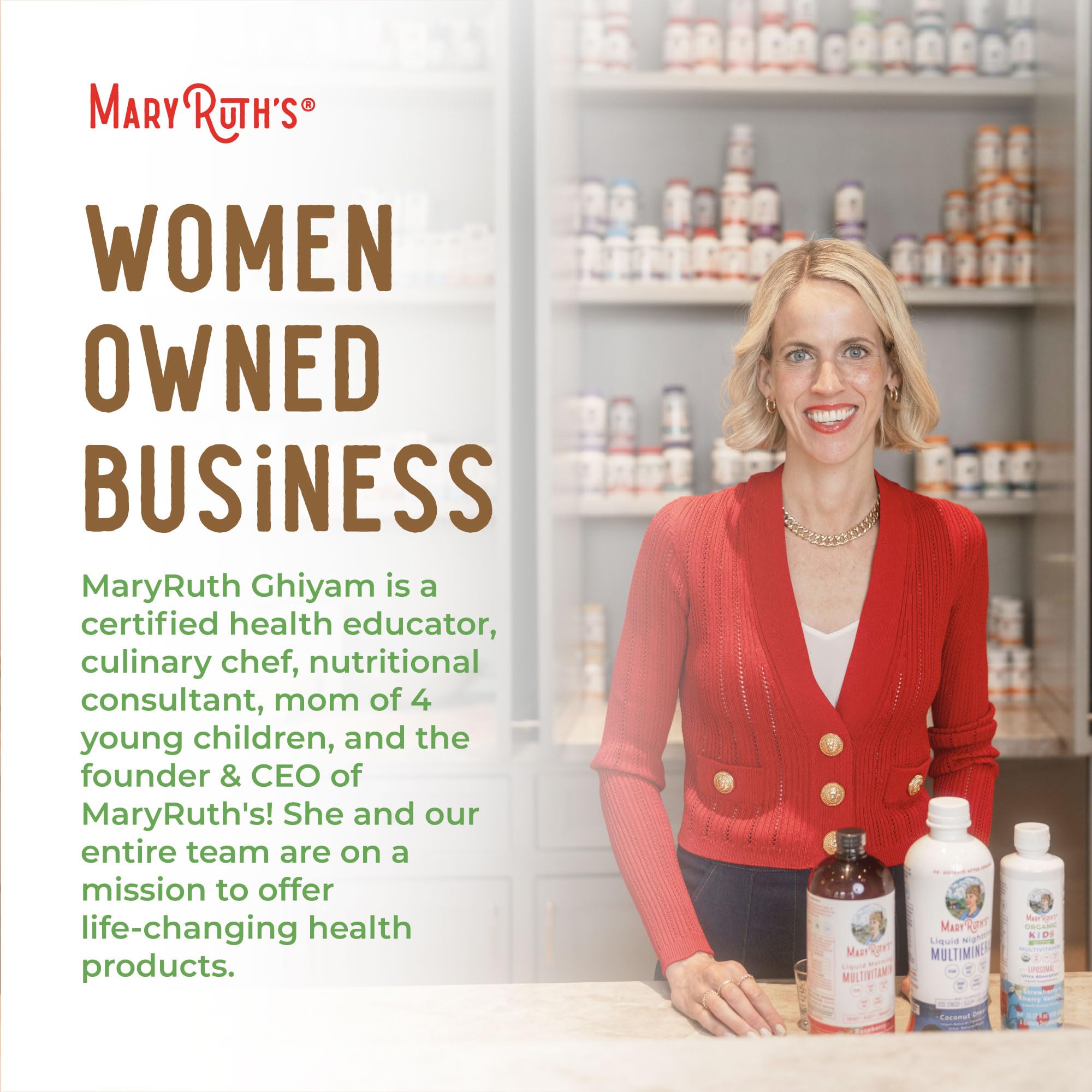 MARYRUTH'S primeros planos de ingredientes orgánicos en la fórmula
