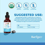 MARYRUTH'S etiqueta con certificaciones y texto claro de ingredientes