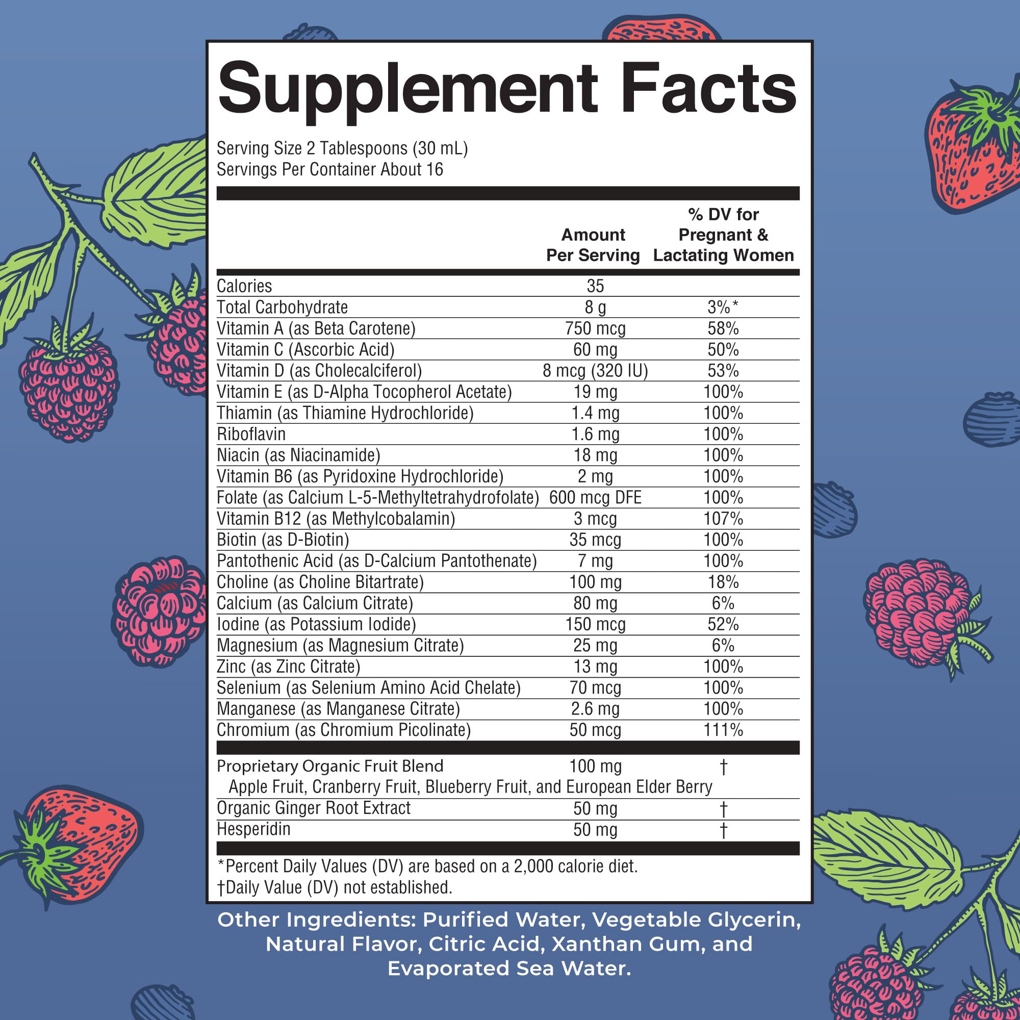 MARYRUTH'S etiqueta nutricional destacando folato y vitaminas clave