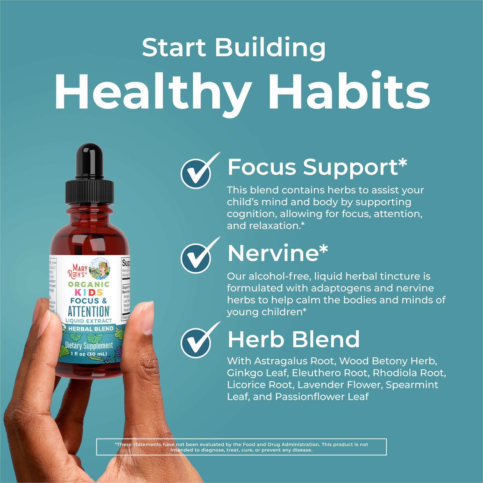 MARYRUTH'S etiqueta con sellos USDA Organic, Clean Label Project y B Corp visibles