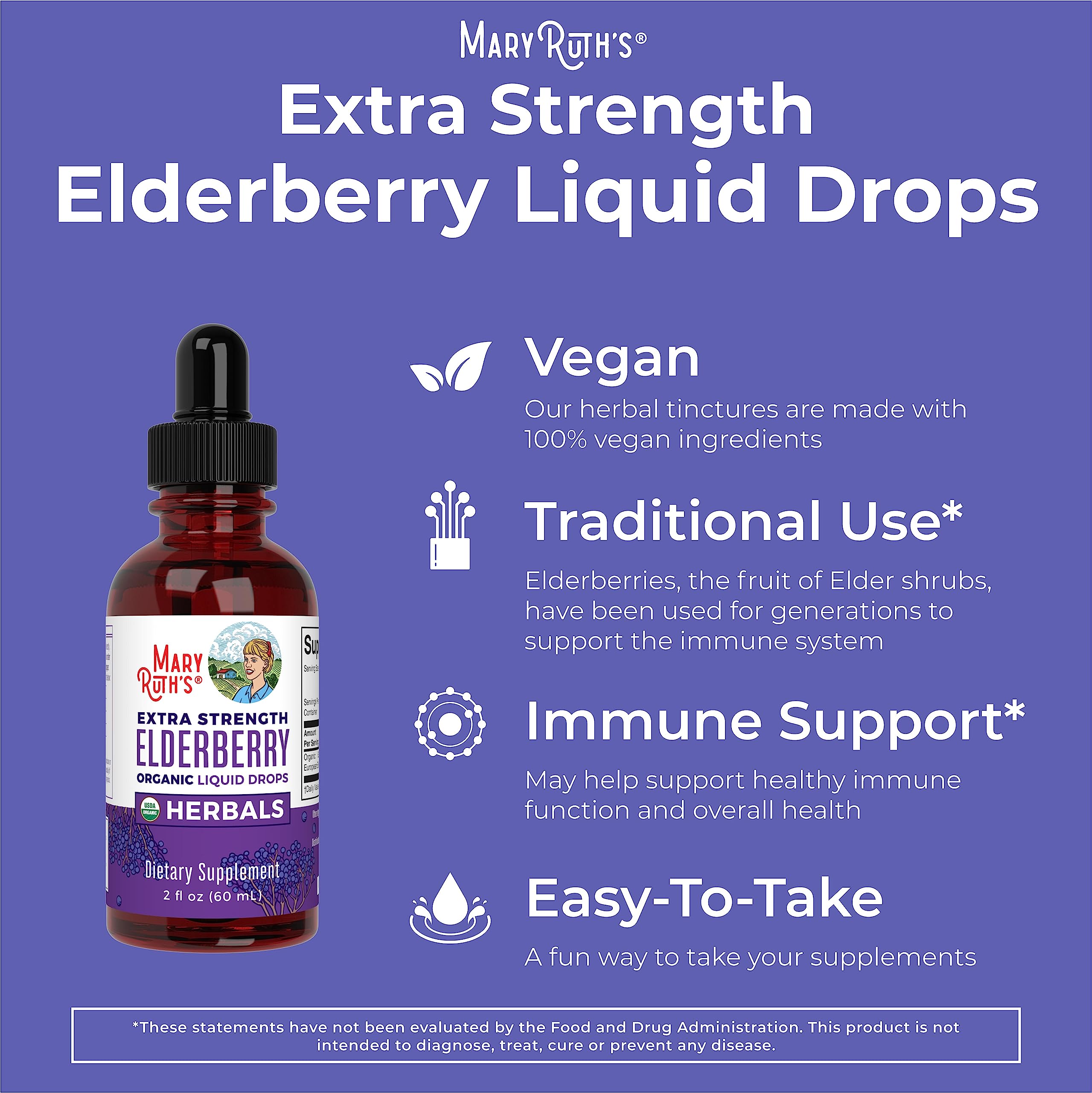 MARYRUTH'S etiqueta con sellos USDA Organic y Clean Label Project