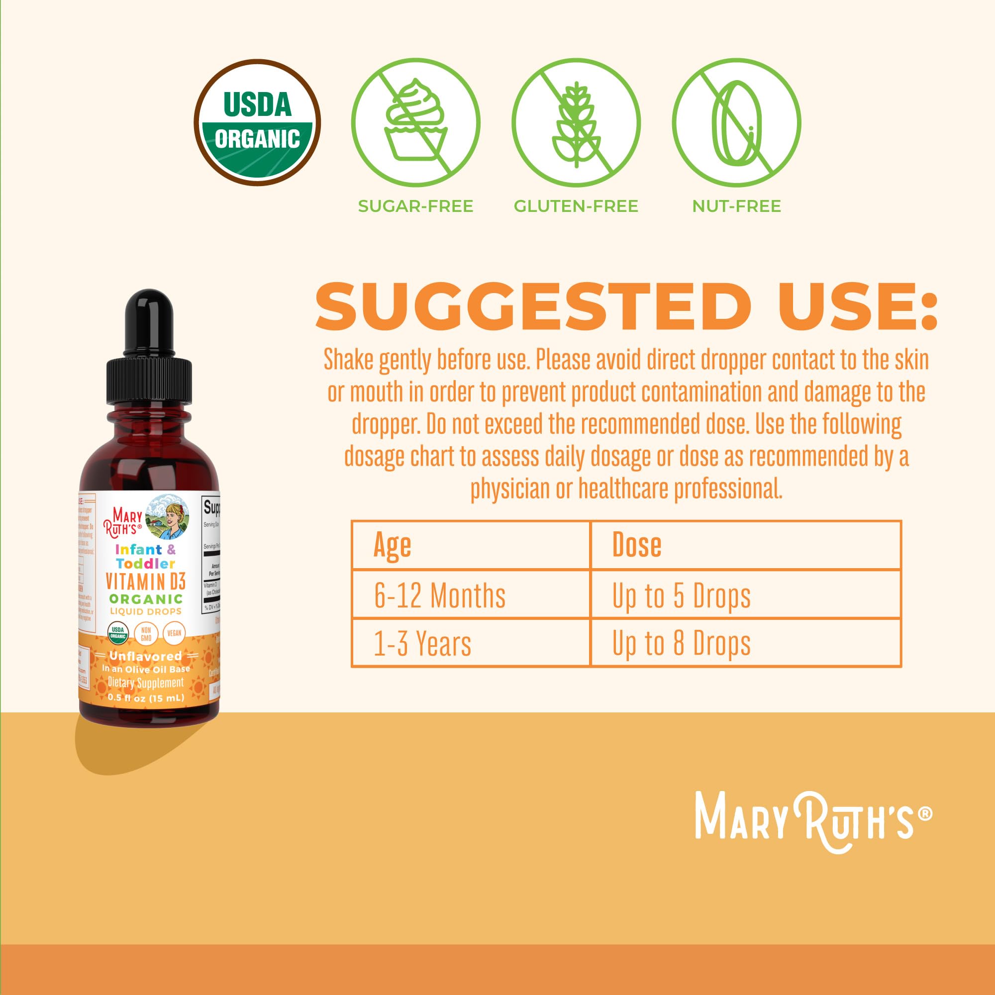 MARYRUTH'S etiqueta con ingredientes y certificaciones orgánicas visibles
