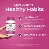 MARYRUTH'S etiqueta nutricional resaltando 2500 mcg de biotina