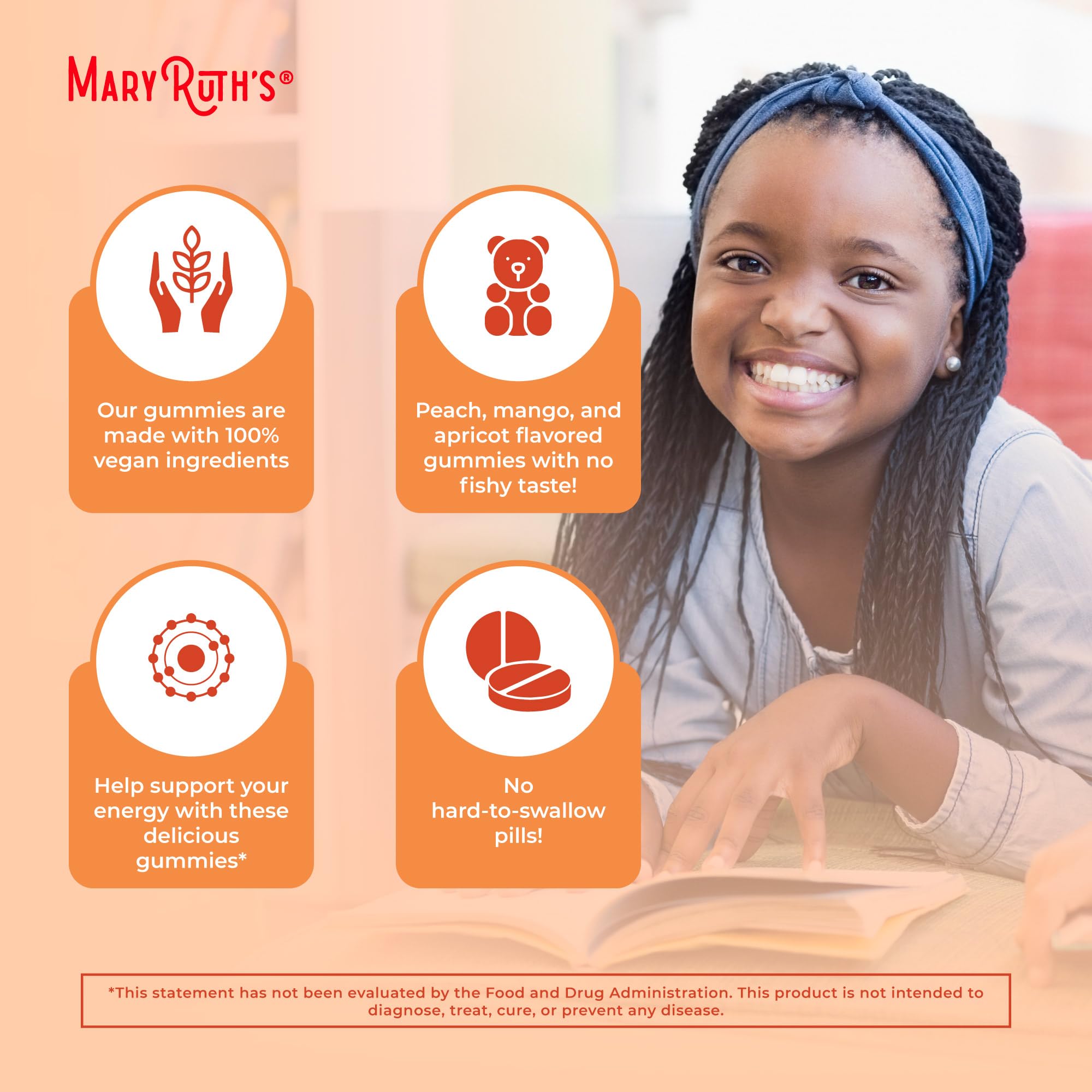 MARYRUTH'S etiqueta nutricional en primer plano, transparencia de ingredientes