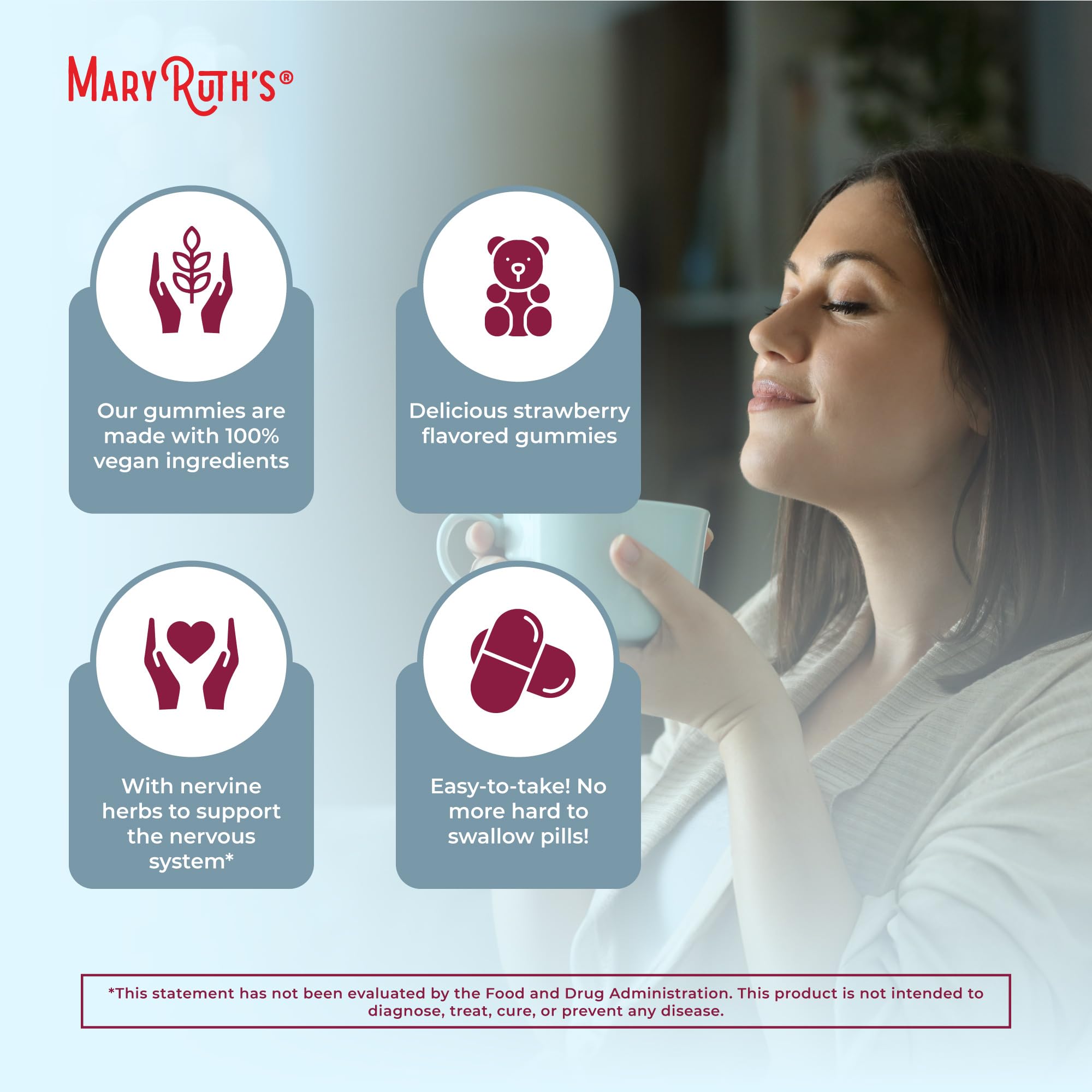 MARYRUTH'S etiqueta nutricional legible, transparencia en ingredientes