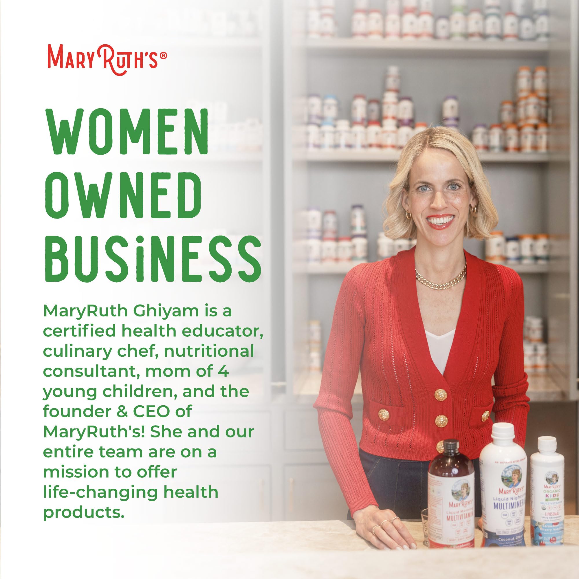 MARYRUTH'S etiqueta nutricional en primer plano para información