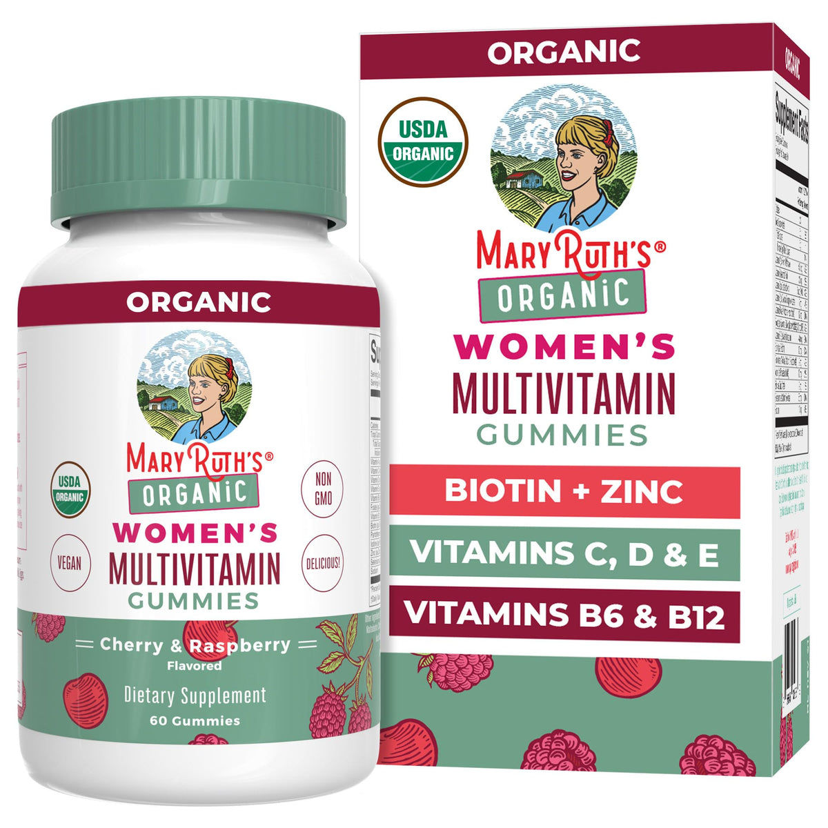 MARYRUTH'S frasco frontal claro muestra etiqueta y beneficios visibles