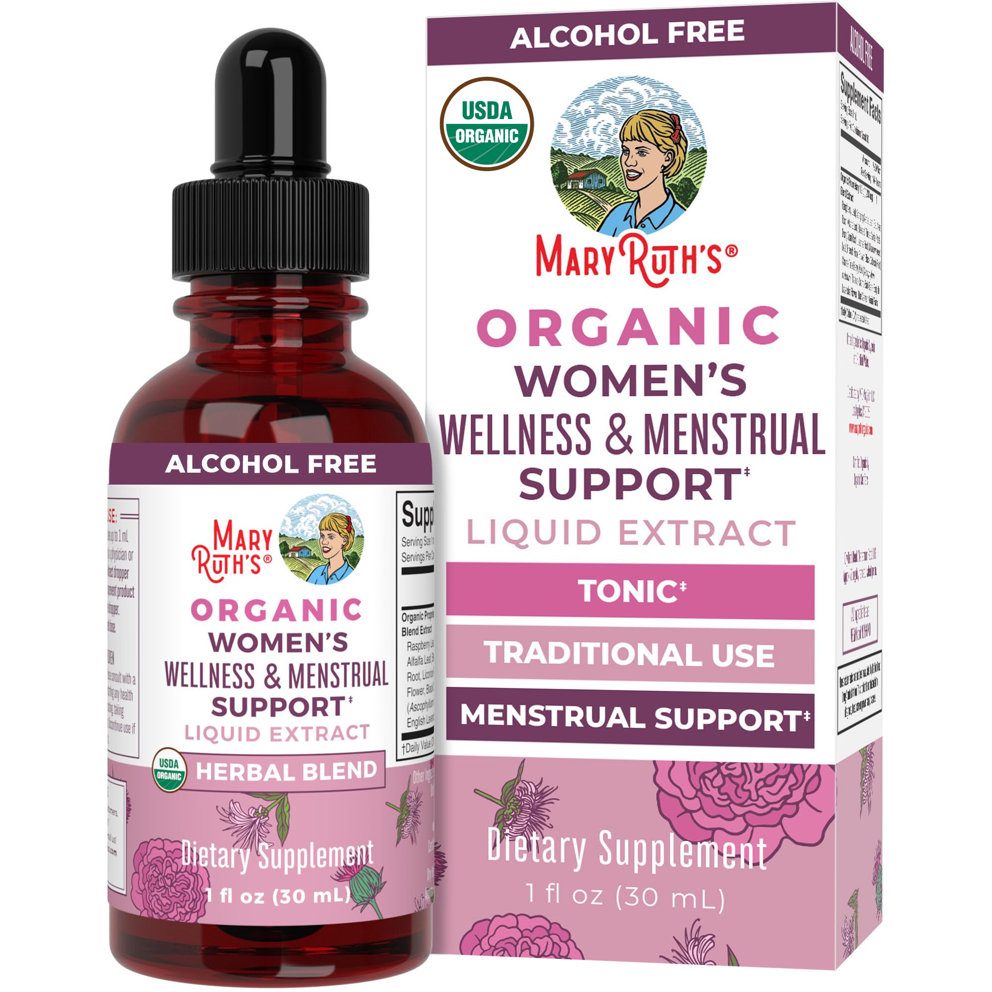 MARYRUTH'S frasco frontal del Women's Wellness mostrando diseño y volumen