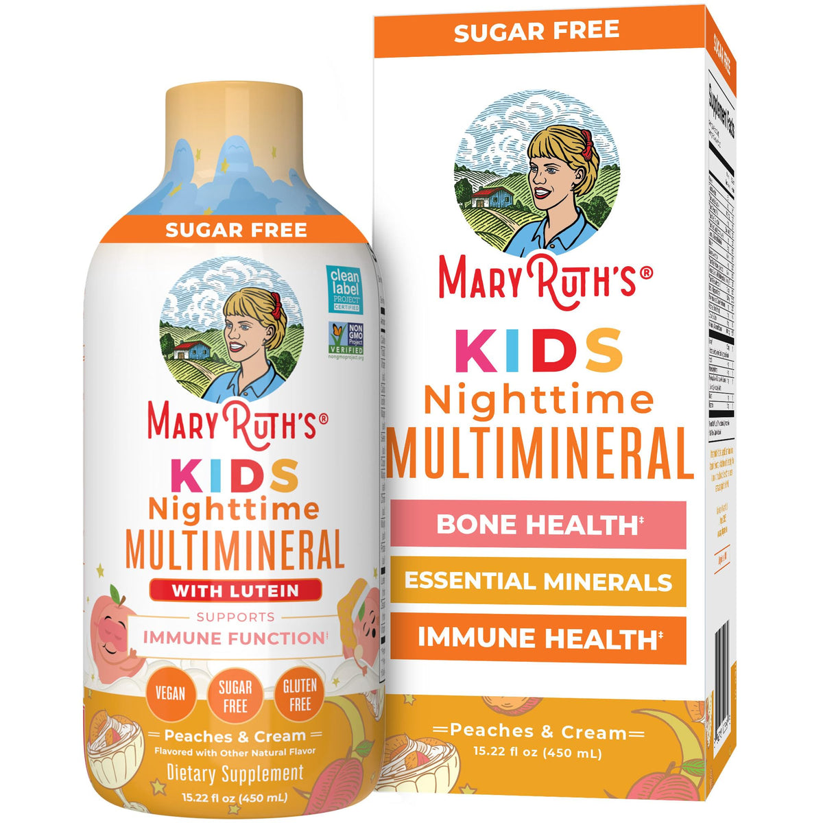 MARYRUTH'S frente del envase mostrando el multimineral nocturno y fácil dosificación