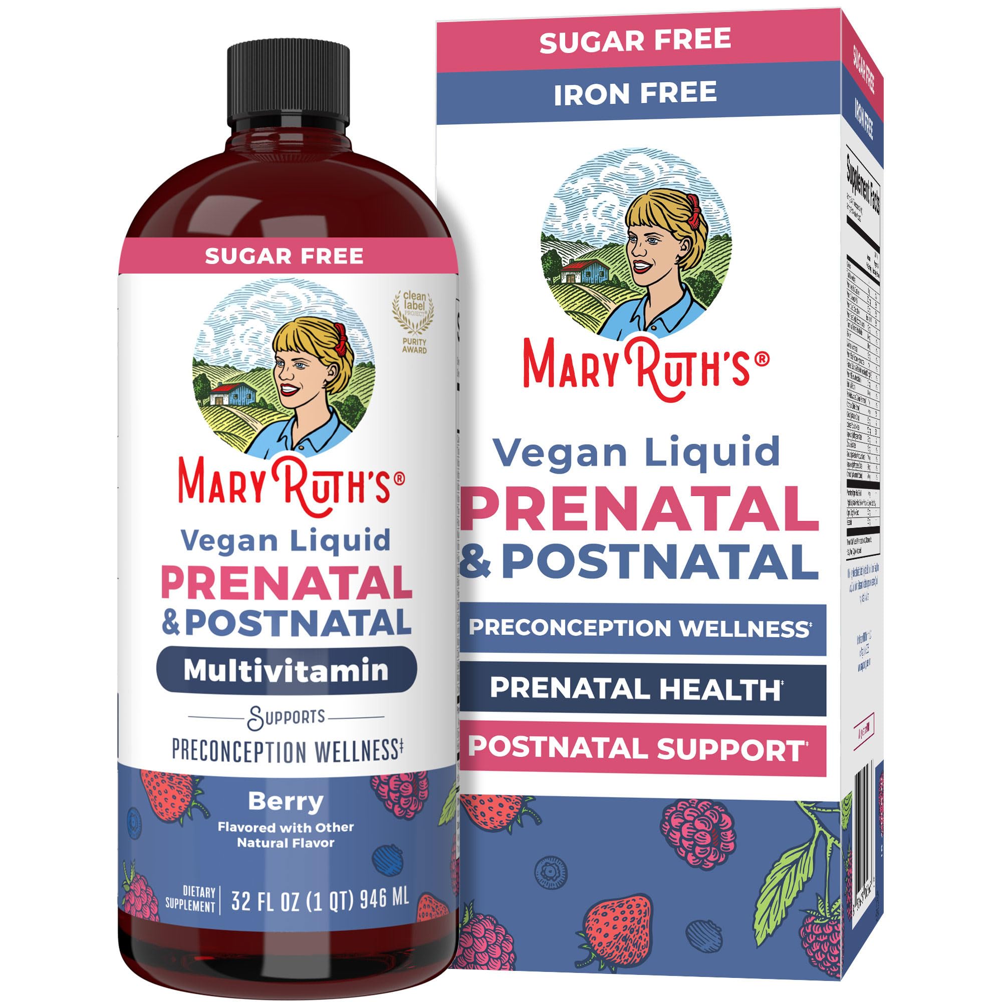 MARYRUTH'S botella frontal 32 oz mostrando el envase y beneficios