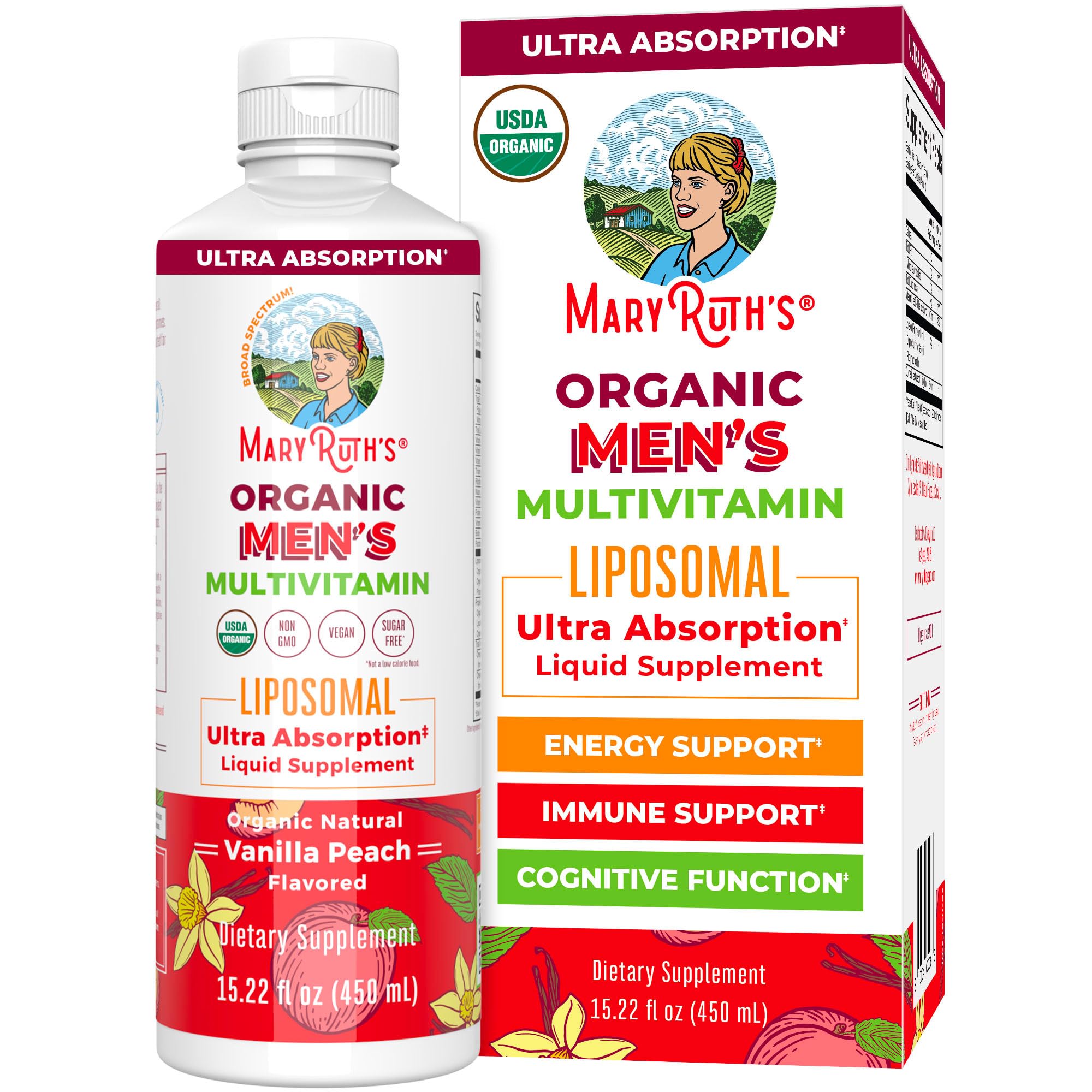 MARYRUTH'S botella frontal mostrando formato y beneficio práctico