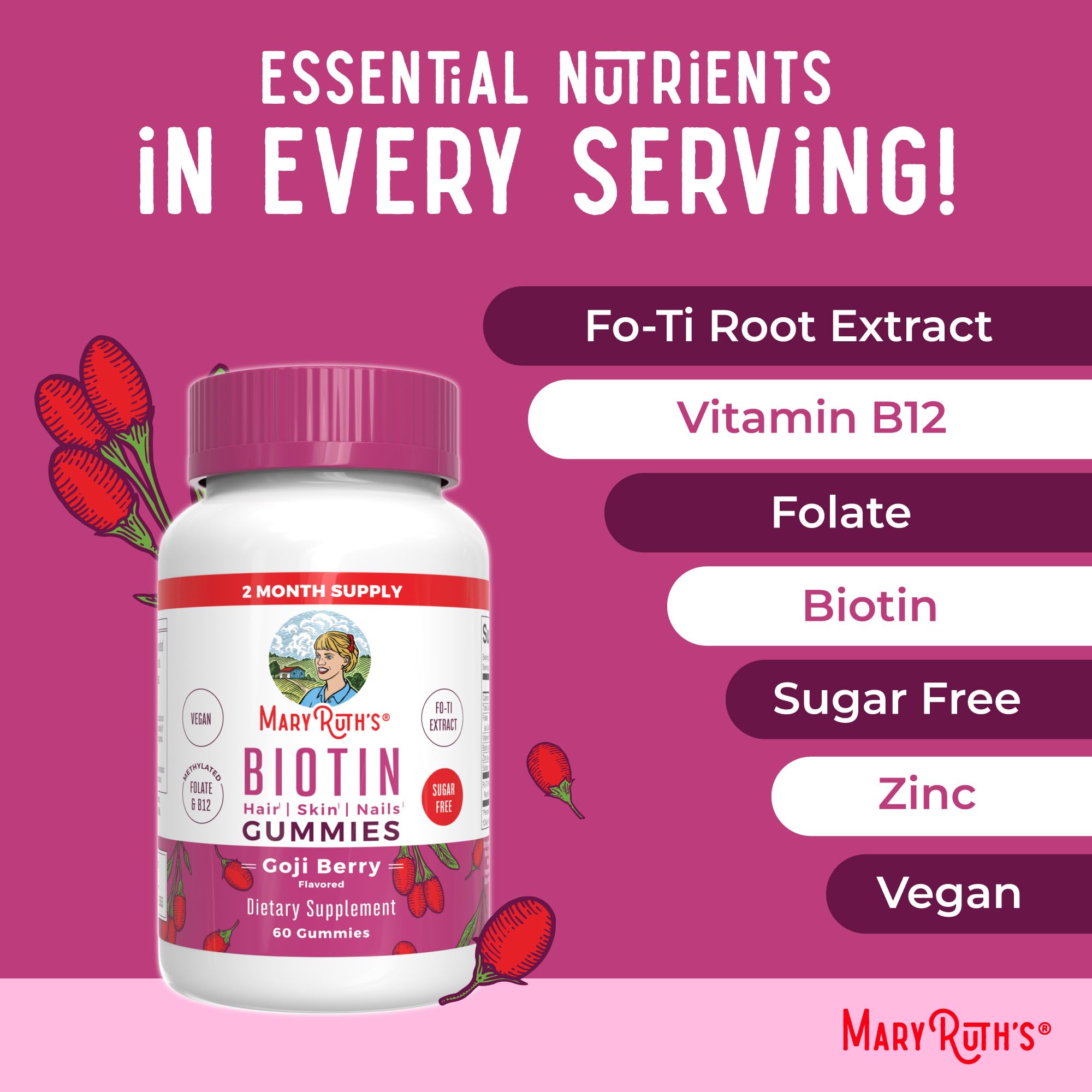 MARYRUTH'S gominolas sobre superficie que sugiere sabor goji berry
